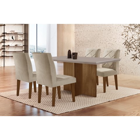 Conjunto Sala de Jantar Mesa com 4 Cadeiras Cayman Yescasa