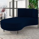Ver imagem 2 de Chaise Longue Divã 164cm Braço Esquerdo Logus D06 Veludo Azul - Mpozenato