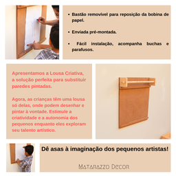 Lousa Infantil para Crianças Painel Criativo Montessori Educativo para Desenhar e Colorir + Rolo de  - 5