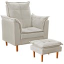 Ver imagem 1 de Poltrona de Amamentação Quarto de Bebê com Puff Melina Suede Cor:bege