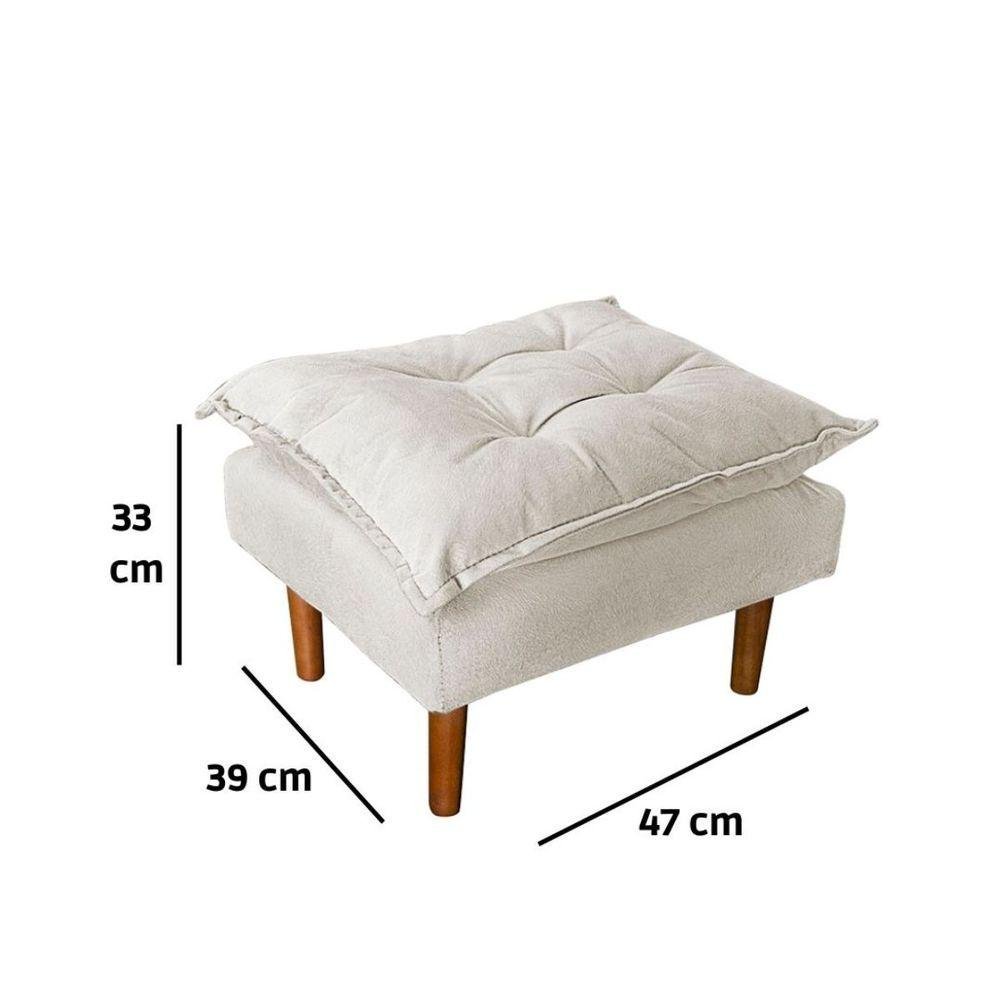 Poltrona de Amamentação Quarto de Bebê com Puff Melina Suede Cor:bege - 4