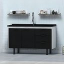Ver imagem 1 de Gabinete Cozinha 144cm Armário 2 Portas e 3 Gavetas 100% MDF:Preto/Preto