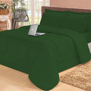 Jogo de Cama Casal com Edredom Lençol Fronha Função Cobre Leito e Cobertor