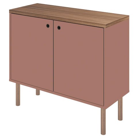 Armário Baixo 2 Portas Multi Rosa com Pés Cilindrico Caemmun