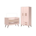 Ver imagem 1 de Conjunto Quarto Infantil Retro Berço e Guarda Roupa Parla Rosa