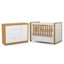 Ver imagem 1 de Jogo de Quarto Infantil Tutto New Cômoda 1 Porta e Berço Branco Soft/freijó com Capitonê - Matic