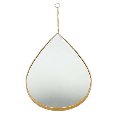Espelho Decorativo em Formato de Gota com Corrente 1 Unidade - Dourado