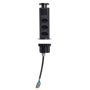 Mini Totem Manual 3 Tomadas Elétricas 20a Ultra Potencia 4mm Preto