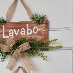 Placa Madeira Lavabo 37x38 - 5