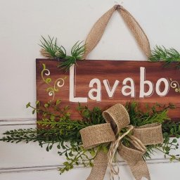 Placa Madeira Lavabo 37x38 - 2