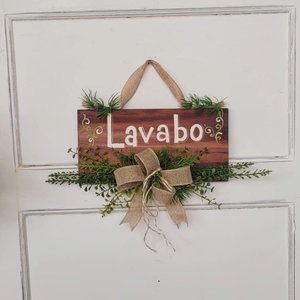 Placa Madeira Lavabo 37x38