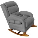 Ver imagem 3 de Poltrona Amamentação com Balanço Luna Suede Cinza Base de Madeira C05 - D'Rossi