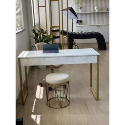 Mesa de Escritório Home Office Estilo Industrial - Metalon Dourado - 120 Cm Athena - 2