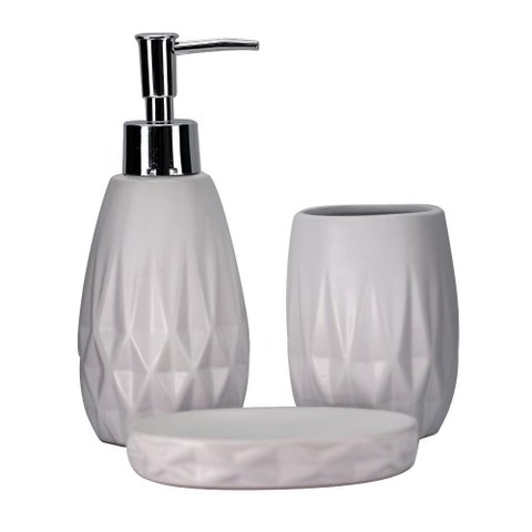 Jogo de Banheiro Porcelana com 3 Peças - Linha Metrópole - Tuut