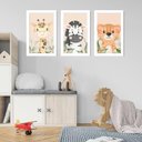 Ver imagem 4 de Kit Quadros Infantil Safari Aquarela 20x30 3 Peças Titulos Moldura Branca