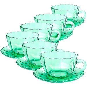 Jogo de Xícaras de Vidro para Café Peach Verde 90 Ml - 12 Peças