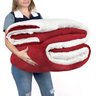 Cobertor Pele de Carneiro Cobertor Queen Size Dupla Face Vermelho - 1
