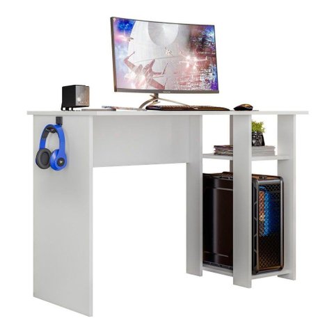 Mesa Computador Gamer 108 Cm Slim com Suporte Ssx Multicoisas Branco