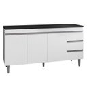 Ver imagem 1 de Balcão de Cozinha Andréia Branco com Tampo 160 Cm Preto Fosco – Ajl