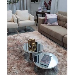 Conjunto de Mesa de Centro Redonda Espelhada Fit White Demoglass - 6