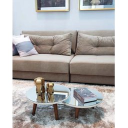 Conjunto de Mesa de Centro Redonda Espelhada Fit White Demoglass - 4