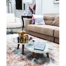 Conjunto de Mesa de Centro Redonda Espelhada Fit White Demoglass - 3