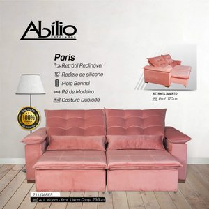 Sofá Retrátil e Reclinável Paris Abílio Rosa Seco