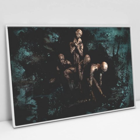 Quadro Decorativo em Canvas Abstrato Místico - Moldura Branca - 90 x 60cm