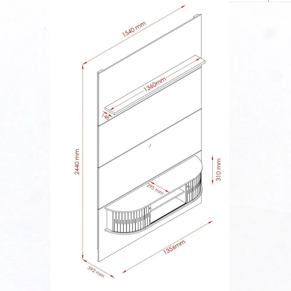 Rack Suspenso com Painel para Tvs até 65'' Monte Carlo Fen-di Naturale Madetec - 4