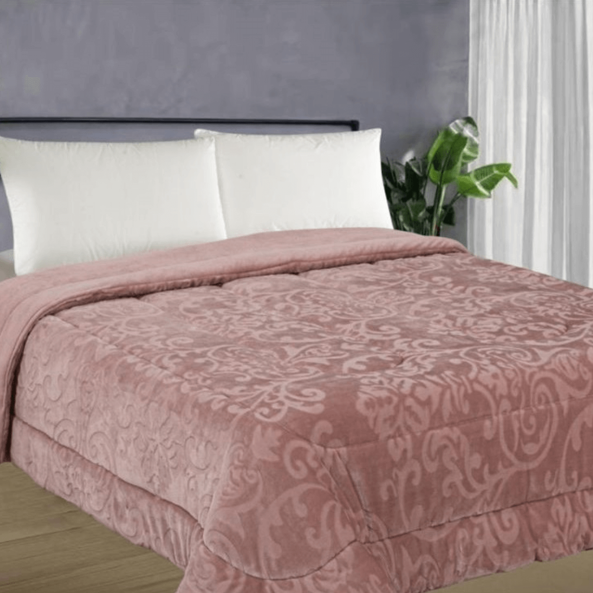 Coberdrom Queen Habitat Dupla Face Plush Premium 2,4m x 2,6m Cobertor Edredom Luxuoso Cor:Rosê - 1