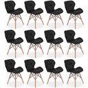 Ver imagem 1 de Kit 12 Cadeiras de Jantar Charles Eames Slim Wood Estofada - Preto