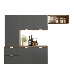 Armario Cozinha Ivete 5 Portas e 2 Gavetas Carvalho Rustico/Chumbo - 2