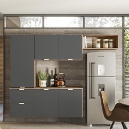 Armario Cozinha Ivete 5 Portas e 2 Gavetas Carvalho Rustico/Chumbo - 1