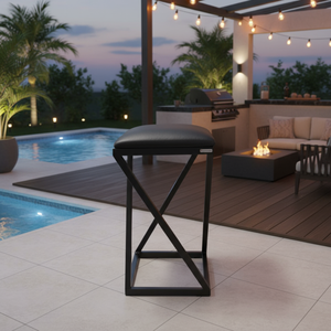 Banqueta Z Baixa 50 Cm com Armação de Metal:preto