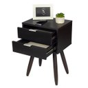 Ver imagem 5 de Mesa De Cabeceira Retro Preto COM 2 GAVETAS DE 30cm Pé MARROM ESCURO ENVIO MONTADA