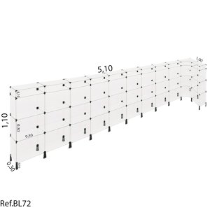 Balcão L em Vidro Modulado 5,00 X 1,00 X 1,10 X 0,30