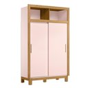 Ver imagem 2 de Quarto Infantil Flora Guarda Roupa 2 Portas Correr, Comoda 4 Gavetas, Berço Rosa Acetinado
