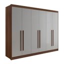 Ver imagem 2 de Guarda Roupa Casal 6 Portas 6 Gavetas 100% MDF Dobradiça Slow Zeus Plus Marrom/Castanho/Off White