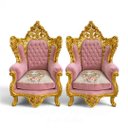 Ver imagem 1 de Par de Poltronas Clássicas Rosa e Dourado a: 151cm L: 92cm P: 69cm