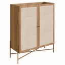 Ver imagem 2 de Armário Cristaleira Bar 2 Portas 93cm Palhinha Pé Metálicos 28929 Oslo Artesano - Hanover/dourado