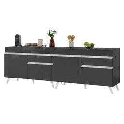 Kit Armário de Cozinha Gabinete Pia 120cm Veneza Multimóveis Mp2159 Preto/branco - 1