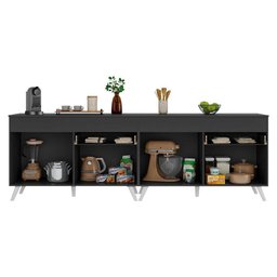 Kit Armário de Cozinha Gabinete Pia 120cm Veneza Multimóveis Mp2159 Preto/branco - 2