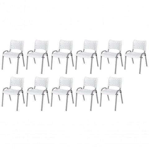 Cadeira Iso Base Cinza , Escritório Branco Kit 11 Un