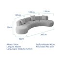 Ver imagem 3 de Kit Sofá Modular 4 Lugares Moderno Curvo Orgânico Duna Linho Cinza Claro