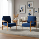 Ver imagem 1 de Kit 2 Poltronas Yasmin para Sala de Estar ou Varanda Gourmet Decorativa Estofada em Veludo:azul
