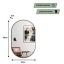 Ver imagem 3 de Espelho Brillare Decorativo Oval 80x50 com Borda em Couro + Suporte Preto