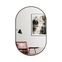 Ver imagem 1 de Espelho Brillare Decorativo Oval 80x50 com Borda em Couro + Suporte Preto