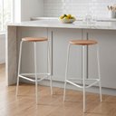 Ver imagem 2 de Kit 4 Banquetas para Cozinha com Base de Aço Cumbuca Branco/Nature