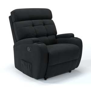 Poltrona do Papai Reclinável em Tecido Linho Cor Preta Reclinação Manual - Modelo Florença
