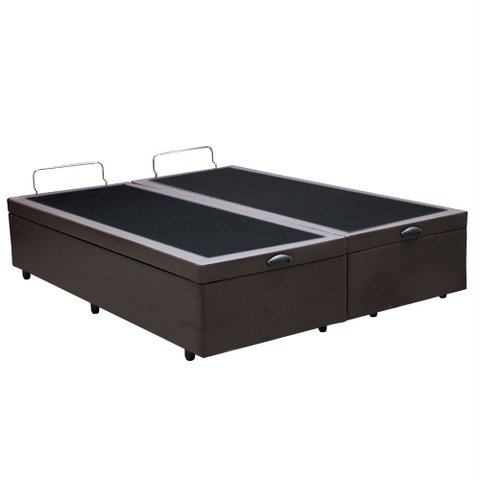 Base Box Bau Casal Bipartido Premium Santo Box Sintético 47x138x188:marrom